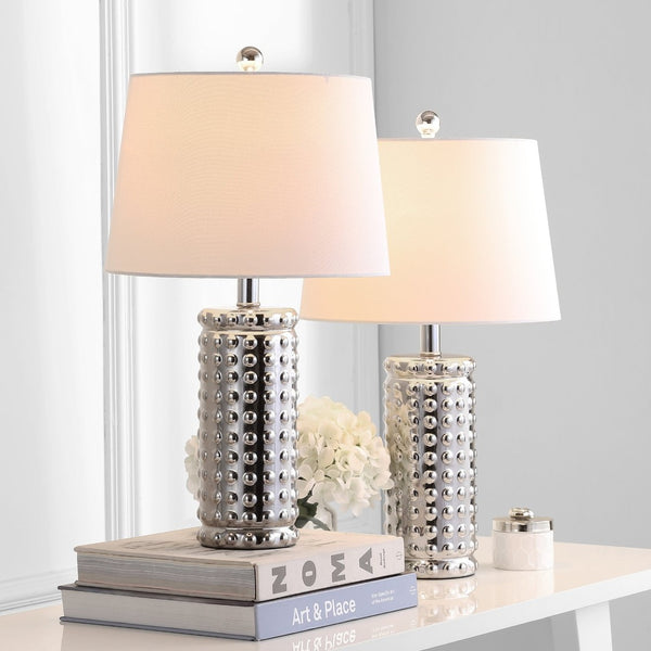 Safavieh HARLEE Table Lamp – Elegant Silver Accent Light for Bedrooms, Living Rooms, and Cozy Corners TBL4117A-SET2