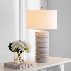 Safavieh MELINA Table Lamp - Contemporary Grey & White Design for Warm Ambient Lighting in Any Room TBL4121A-SET2