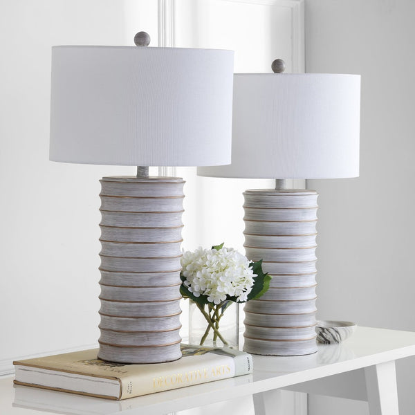 Safavieh MELINA Table Lamp - Contemporary Grey & White Design for Warm Ambient Lighting in Any Room TBL4121A-SET2