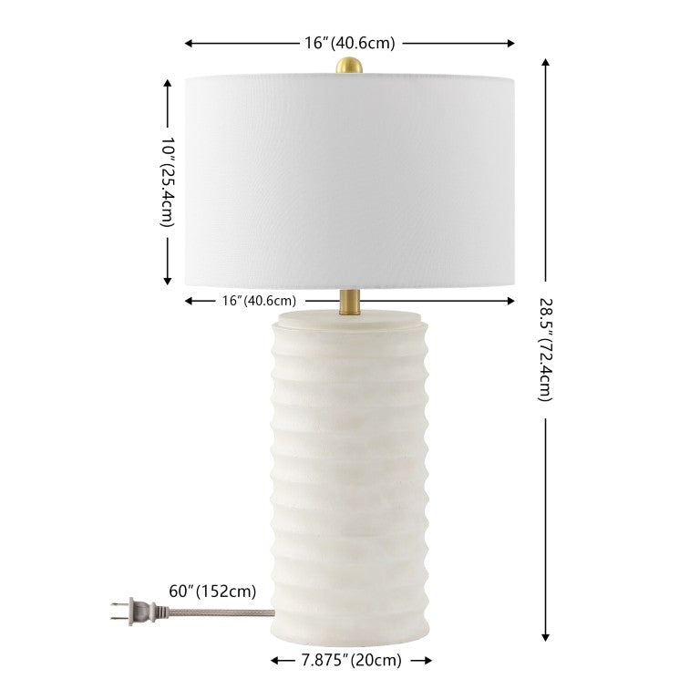 Safavieh Melina, Polyresin Table Lamp Set Bone Textured Base with Fabric Shade for Neutral Rooms TBL4121B-SET2