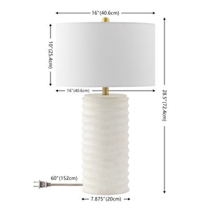 Safavieh Melina, Polyresin Table Lamp Set Bone Textured Base with Fabric Shade for Neutral Rooms TBL4121B-SET2