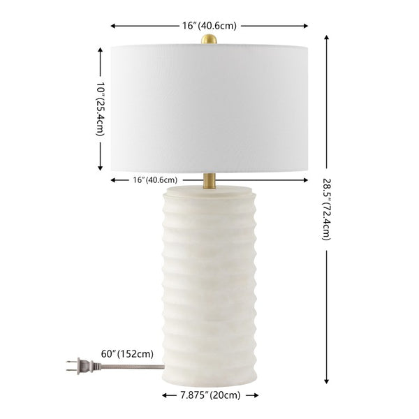 Safavieh Melina, Polyresin Table Lamp Set Bone Textured Base with Fabric Shade for Neutral Rooms TBL4121B-SET2