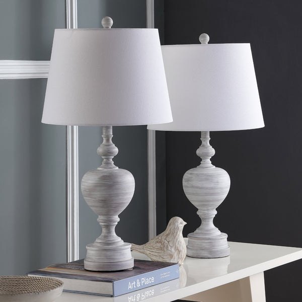 Safavieh ALBAN, Elegant 27 Inch White Polyresin Table Lamp Set of 2 for Modern & Traditional Décor Styles TBL4122A-SET2