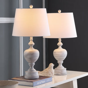 Safavieh ALBAN, Elegant 27 Inch White Polyresin Table Lamp Set of 2 for Modern & Traditional Décor Styles TBL4122A-SET2