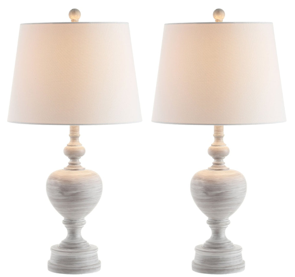 Safavieh ALBAN, Elegant 27 Inch White Polyresin Table Lamp Set of 2 for Modern & Traditional Décor Styles TBL4122A-SET2