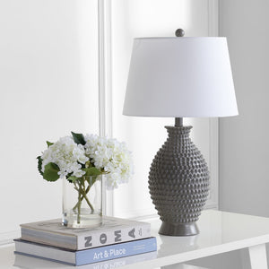 Safavieh ROSTEN, Elegant 27-Inch Grey Polyresin Table Lamp Set of 2 - Perfect for Any Room Decor and Style TBL4125A-SET2