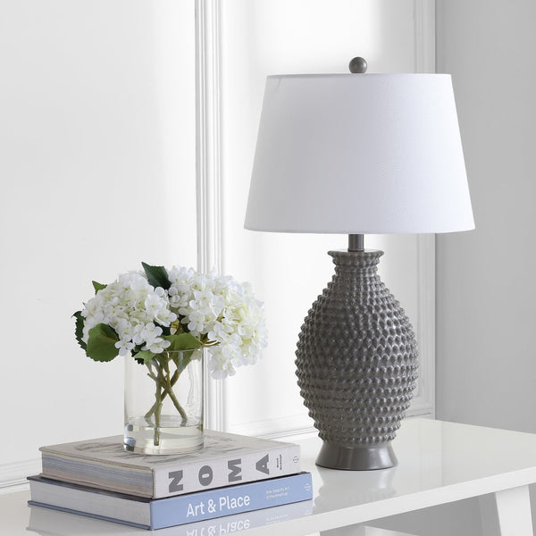 Safavieh ROSTEN, Elegant 27-Inch Grey Polyresin Table Lamp Set of 2 - Perfect for Any Room Decor and Style TBL4125A-SET2