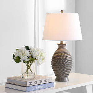 Safavieh ROSTEN, Elegant 27-Inch Grey Polyresin Table Lamp Set of 2 - Perfect for Any Room Decor and Style TBL4125A-SET2