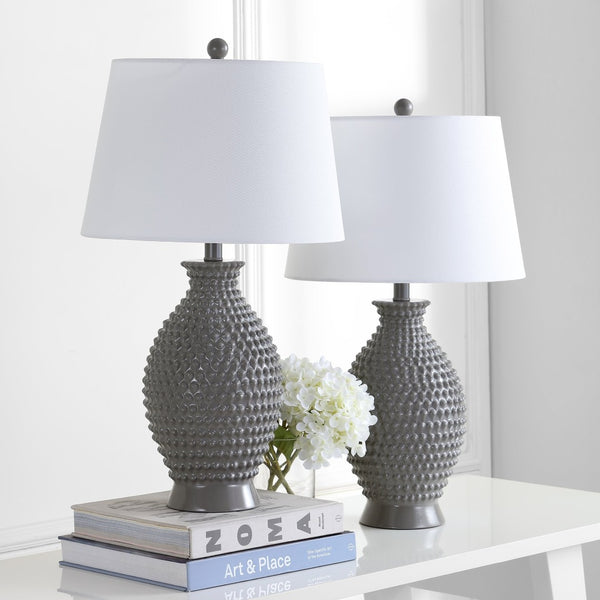 Safavieh ROSTEN, Elegant 27-Inch Grey Polyresin Table Lamp Set of 2 - Perfect for Any Room Decor and Style TBL4125A-SET2