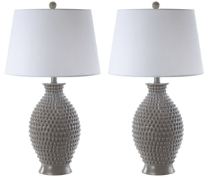Safavieh ROSTEN, Elegant 27-Inch Grey Polyresin Table Lamp Set of 2 - Perfect for Any Room Decor and Style TBL4125A-SET2
