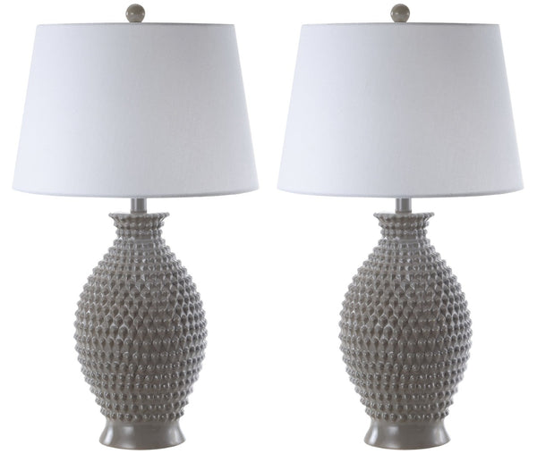 Safavieh ROSTEN, Elegant 27-Inch Grey Polyresin Table Lamp Set of 2 - Perfect for Any Room Decor and Style TBL4125A-SET2