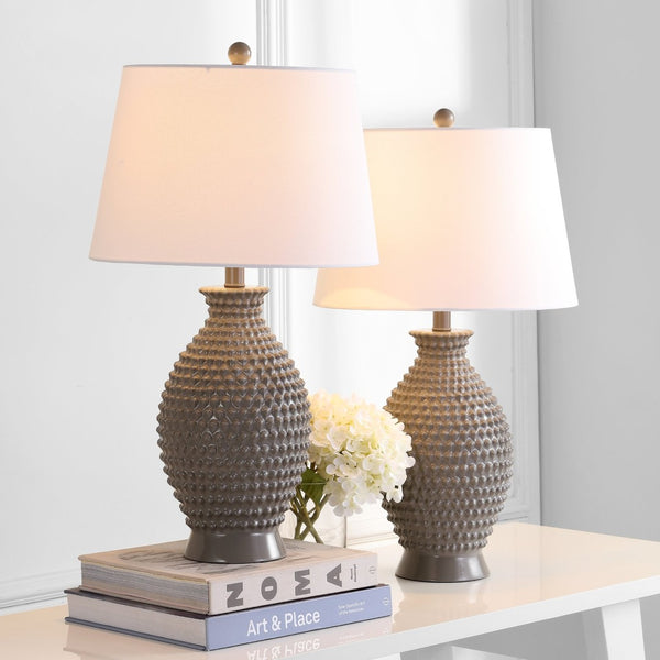Safavieh ROSTEN, Elegant 27-Inch Grey Polyresin Table Lamp Set of 2 - Perfect for Any Room Decor and Style TBL4125A-SET2