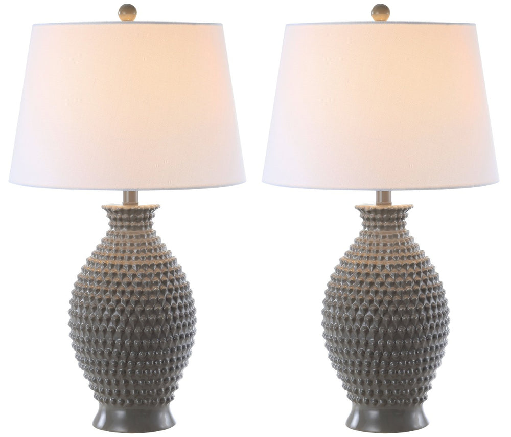 Safavieh ROSTEN, Elegant 27-Inch Grey Polyresin Table Lamp Set of 2 - Perfect for Any Room Decor and Style TBL4125A-SET2