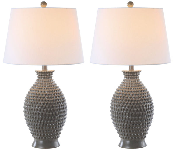 Safavieh ROSTEN, Elegant 27-Inch Grey Polyresin Table Lamp Set of 2 - Perfect for Any Room Decor and Style TBL4125A-SET2
