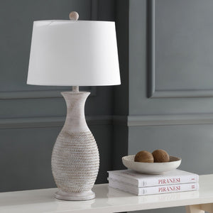Safavieh BENTLEE, Elegant 30-Inch Grey Polyresin Table Lamp Set of 2 for Stylish Ambient Lighting Decor TBL4131A-SET2