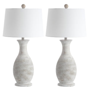 Safavieh BENTLEE, Elegant 30-Inch Grey Polyresin Table Lamp Set of 2 for Stylish Ambient Lighting Decor TBL4131A-SET2