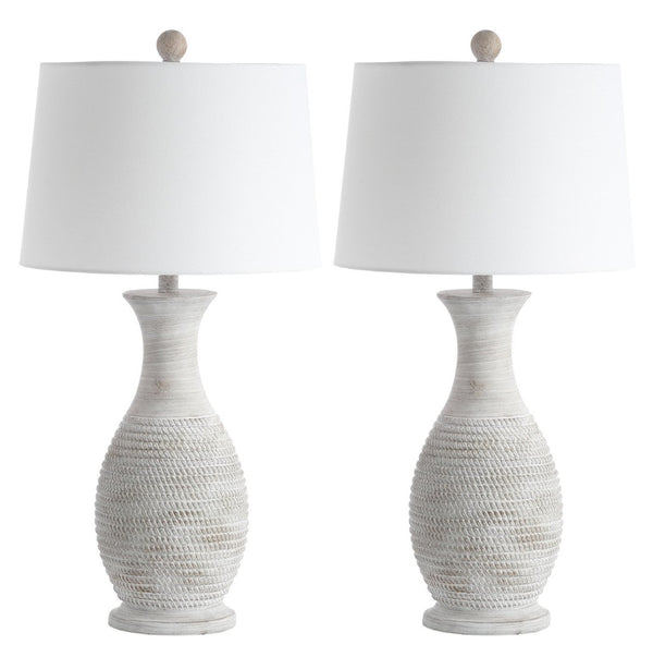 Safavieh BENTLEE, Elegant 30-Inch Grey Polyresin Table Lamp Set of 2 for Stylish Ambient Lighting Decor TBL4131A-SET2