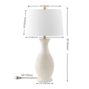 Safavieh Bentlee, Elegant 30-inch Bone Polyresin Table Lamp Set Of 2 For Stylish Home Decor & Ambiance Bone Polyresin Body ,Fabric Shade Tbl4131b-set2