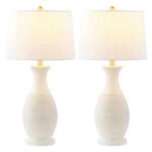 Safavieh Bentlee, Elegant 30-inch Bone Polyresin Table Lamp Set Of 2 For Stylish Home Decor & Ambiance Bone Polyresin Body ,Fabric Shade Tbl4131b-set2