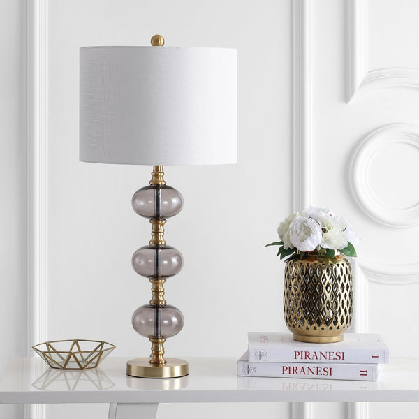 Safavieh MARCELO, Elegant Brass and Glass Table Lamp Set of 2 – 30-Inch Height for Modern Ambiance and Style TBL4133A-SET2