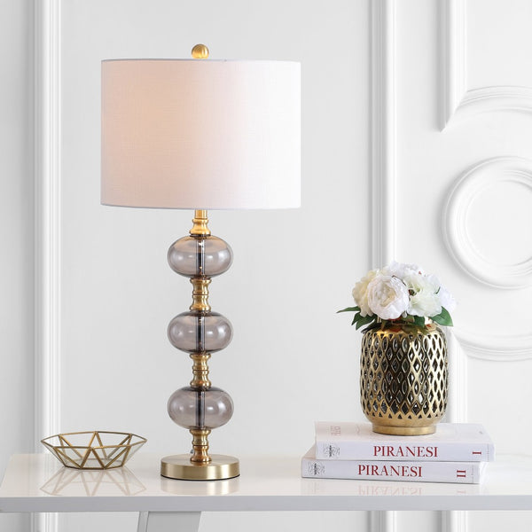 Safavieh MARCELO, Elegant Brass and Glass Table Lamp Set of 2 – 30-Inch Height for Modern Ambiance and Style TBL4133A-SET2