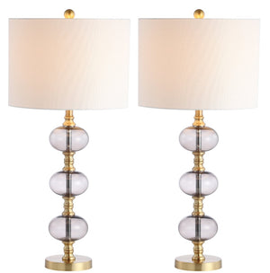 Safavieh MARCELO, Elegant Brass and Glass Table Lamp Set of 2 – 30-Inch Height for Modern Ambiance and Style TBL4133A-SET2