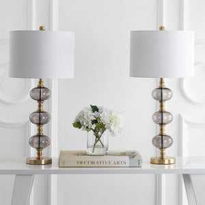 Safavieh MARCELO, Elegant Brass and Glass Table Lamp Set of 2 – 30-Inch Height for Modern Ambiance and Style TBL4133A-SET2