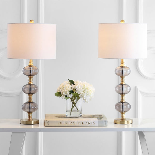 Safavieh MARCELO, Elegant Brass and Glass Table Lamp Set of 2 – 30-Inch Height for Modern Ambiance and Style TBL4133A-SET2