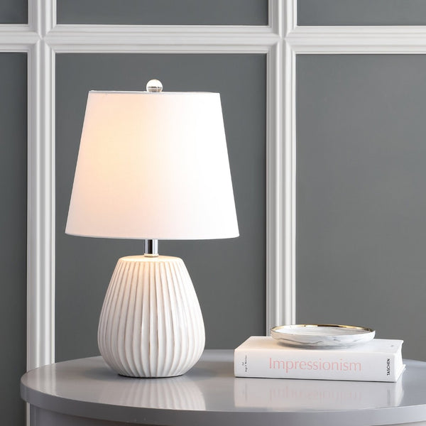 Safavieh KOLE Table Lamp in Pristine White – Modern Minimalist Lighting for Stylish Homes & Cozy Spaces TBL4139A-SET2