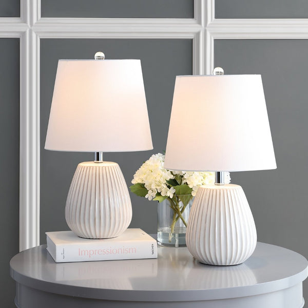Safavieh KOLE Table Lamp in Pristine White – Modern Minimalist Lighting for Stylish Homes & Cozy Spaces TBL4139A-SET2