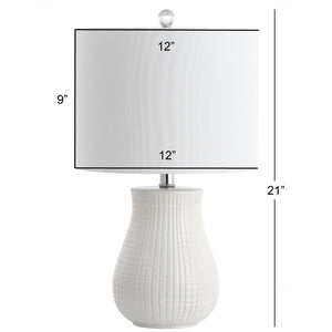 Safavieh DAYTON, Modern White Ceramic Table Lamp Set of 2, 21-Inch Sleek Design for Home & Office Decor TBL4140A-SET2