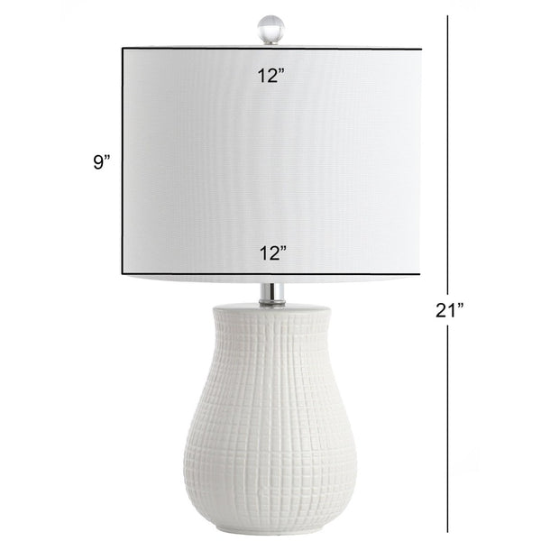 Safavieh DAYTON, Modern White Ceramic Table Lamp Set of 2, 21-Inch Sleek Design for Home & Office Decor TBL4140A-SET2