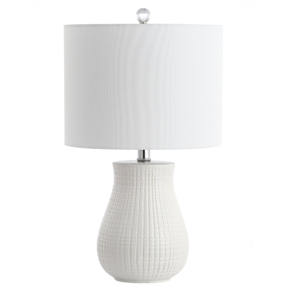 Safavieh DAYTON, Modern White Ceramic Table Lamp Set of 2, 21-Inch Sleek Design for Home & Office Decor TBL4140A-SET2