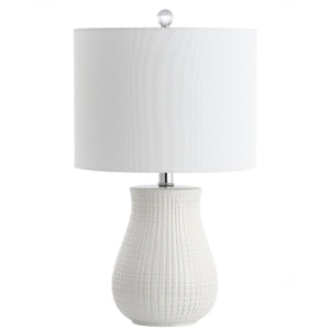 Safavieh DAYTON, Modern White Ceramic Table Lamp Set of 2, 21-Inch Sleek Design for Home & Office Decor TBL4140A-SET2