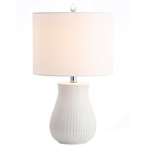 Safavieh DAYTON, Modern White Ceramic Table Lamp Set of 2, 21-Inch Sleek Design for Home & Office Decor TBL4140A-SET2