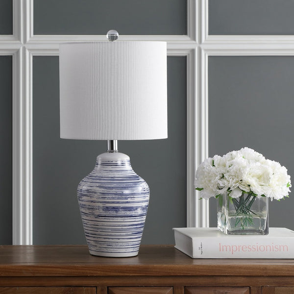 Safavieh MAXTON Table Lamp - Elegant Blue & White Accent for Ambient Lighting in Any Room, 21" Height TBL4141A-SET2