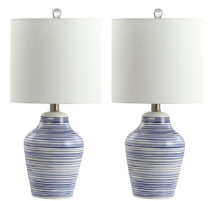 Safavieh MAXTON Table Lamp - Elegant Blue & White Accent for Ambient Lighting in Any Room, 21" Height TBL4141A-SET2