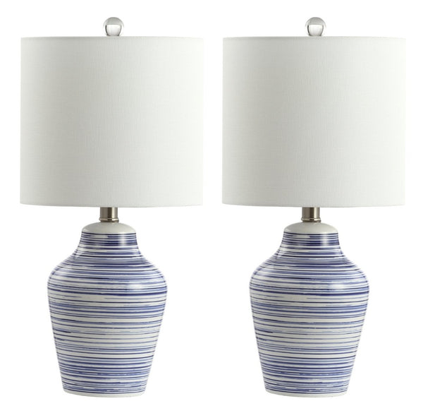 Safavieh MAXTON Table Lamp - Elegant Blue & White Accent for Ambient Lighting in Any Room, 21" Height TBL4141A-SET2