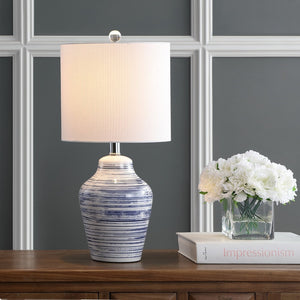 Safavieh MAXTON Table Lamp - Elegant Blue & White Accent for Ambient Lighting in Any Room, 21" Height TBL4141A-SET2
