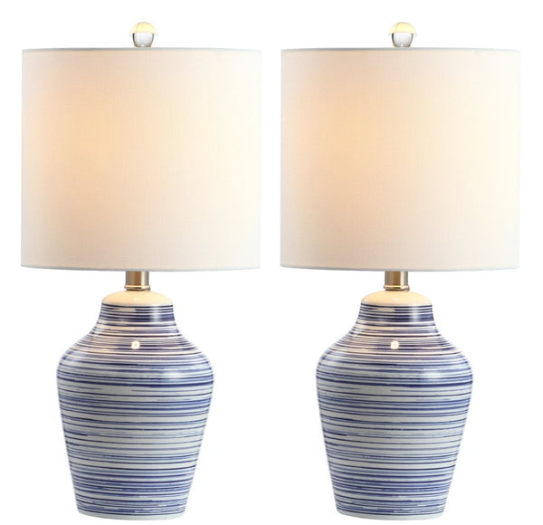 Safavieh MAXTON Table Lamp - Elegant Blue & White Accent for Ambient Lighting in Any Room, 21" Height TBL4141A-SET2