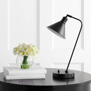 Safavieh VANCE, 20-Inch Black Iron Table Lamp with USB Port – Modern Design for Home Office & Bedroom Use TBL4143A