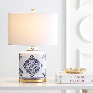 Safavieh KAMDYN Table Lamp: Elegant Blue & White Accent for Modern Spaces, Perfect for Bedside & Decor TBL4145A-SET2