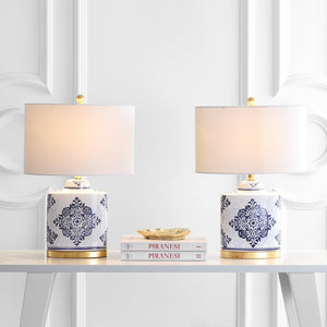 Safavieh KAMDYN Table Lamp: Elegant Blue & White Accent for Modern Spaces, Perfect for Bedside & Decor TBL4145A-SET2