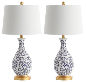 Safavieh AVI Table Lamp - Elegant Blue & White Design for Modern Spaces, Perfect for Ambiance & Style TBL4148A-SET2