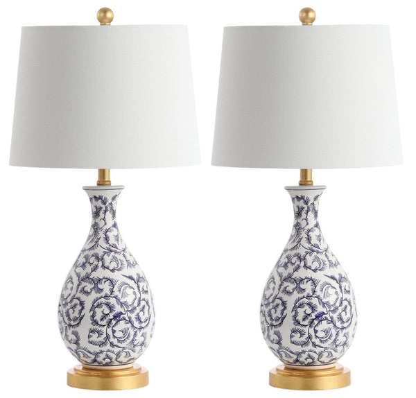 Safavieh AVI Table Lamp - Elegant Blue & White Design for Modern Spaces, Perfect for Ambiance & Style TBL4148A-SET2