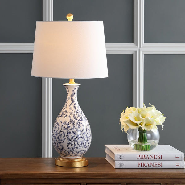 Safavieh AVI Table Lamp - Elegant Blue & White Design for Modern Spaces, Perfect for Ambiance & Style TBL4148A-SET2