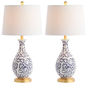 Safavieh AVI Table Lamp - Elegant Blue & White Design for Modern Spaces, Perfect for Ambiance & Style TBL4148A-SET2