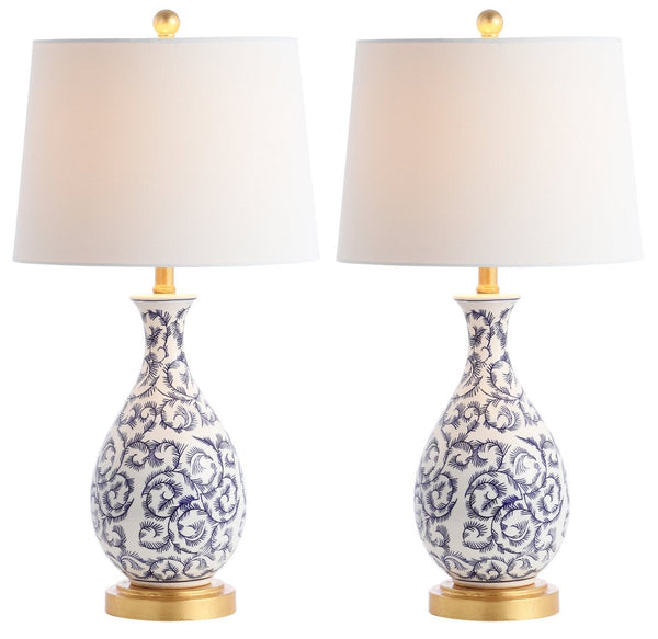 Safavieh AVI Table Lamp - Elegant Blue & White Design for Modern Spaces, Perfect for Ambiance & Style TBL4148A-SET2