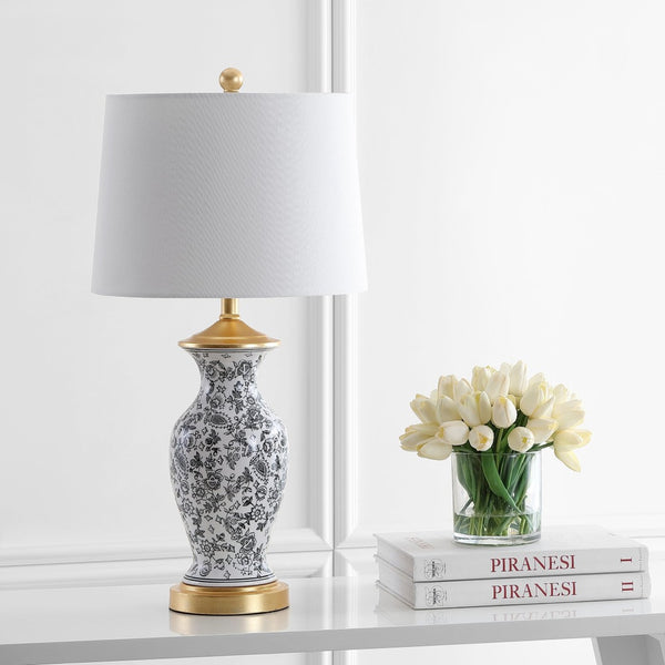 Safavieh KAEDEN, 27-Inch Black and White Ceramic Table Lamp - Modern Elegance for Home or Office Décor TBL4149A-SET2