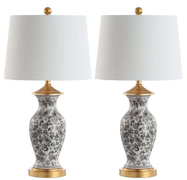 Safavieh KAEDEN, 27-Inch Black and White Ceramic Table Lamp - Modern Elegance for Home or Office Décor TBL4149A-SET2